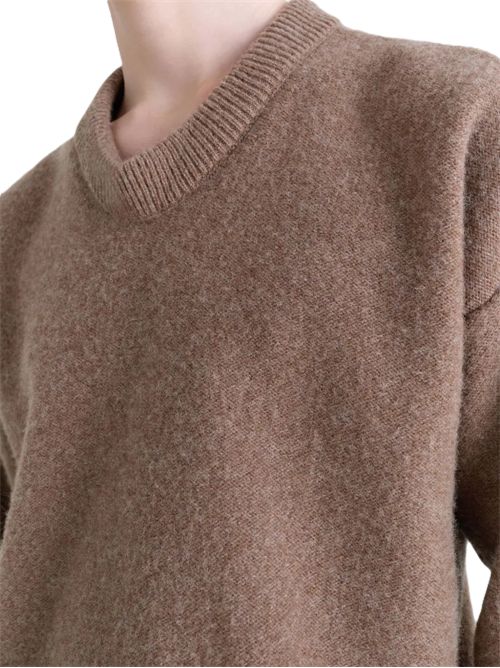 LEMAIRE - Men Boxy V Neck Sweater Lemaire | TO1417 LK107BR417 HAZELNUT MELANGE